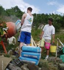 Kid brother n me building a new staircase at the summer house